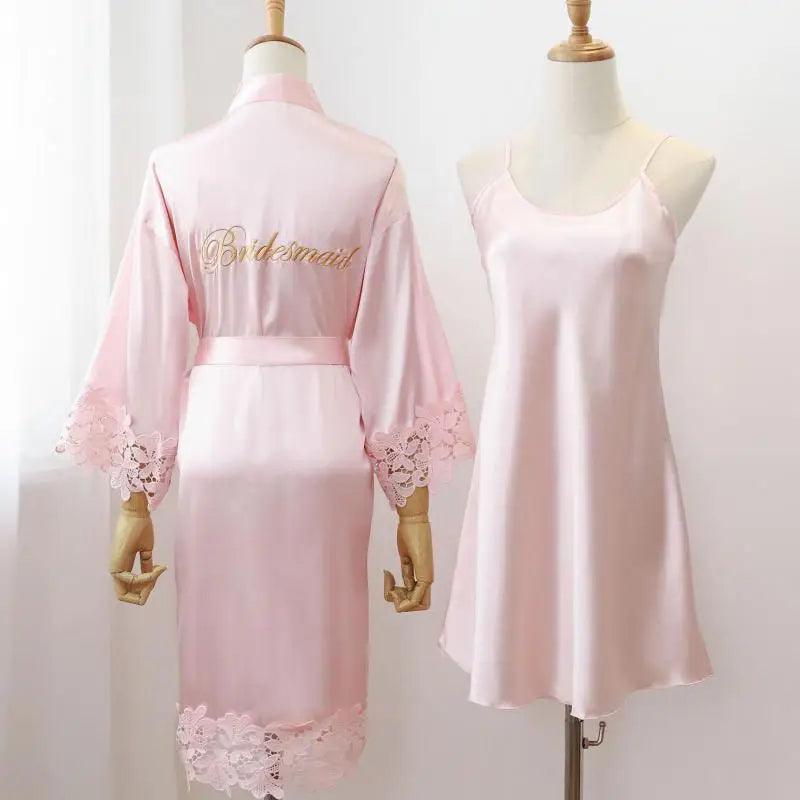 bondage inspired women lingerie for a kinky appealSexy Pink "Bridesmaid" Lace Bride Wedding Robe Style Set