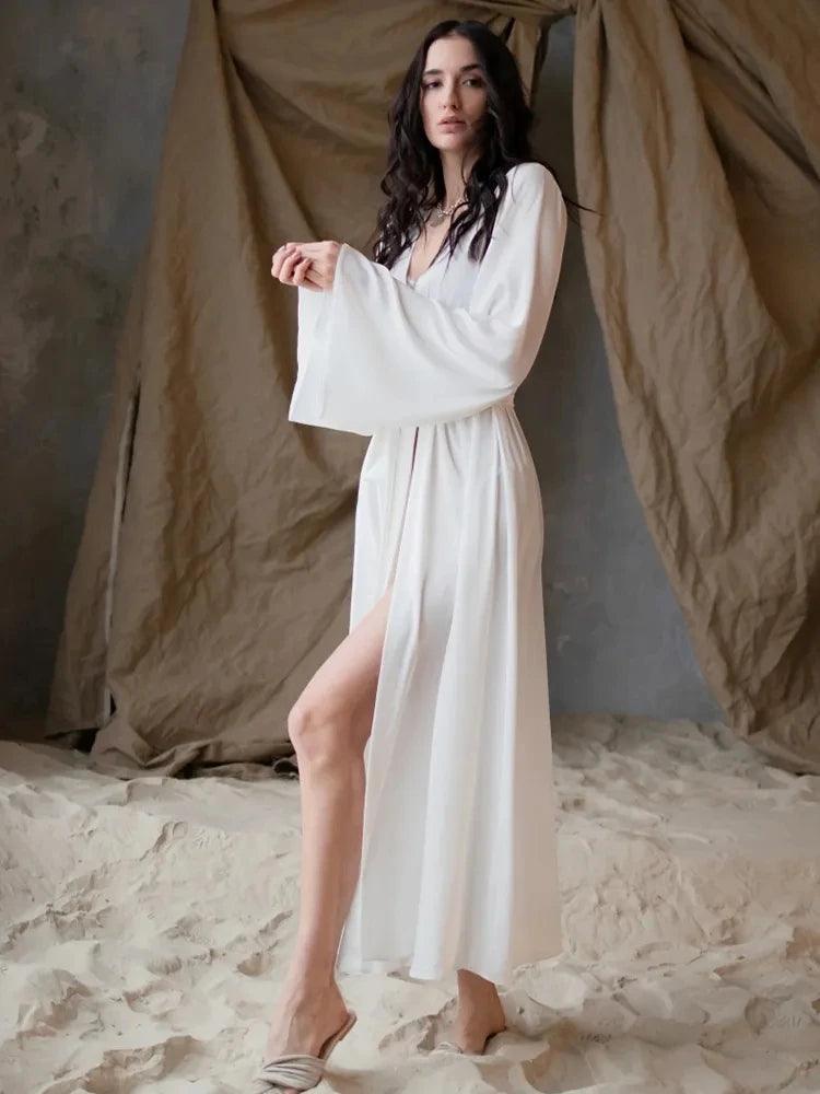 affordable women lingerie online for budget shoppersSexy White Satin Long Sleeve Peignoir affordable women lingerie online for budget shoppersSexy White Satin Long Sleeve Peignoir