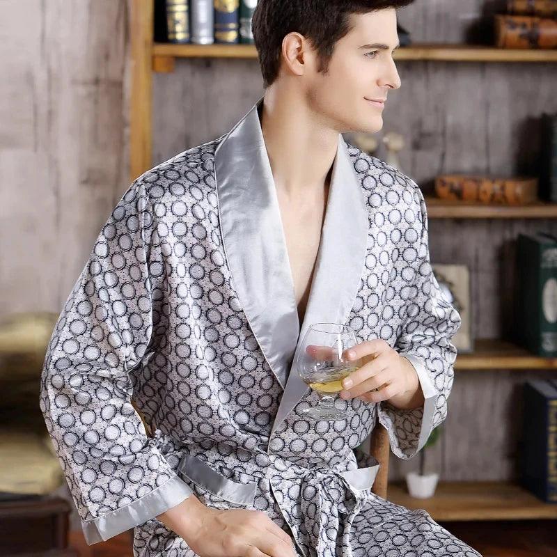 plus size women lingerie bodysuits for a sleek lookSilver Men Satin Bath Kimono