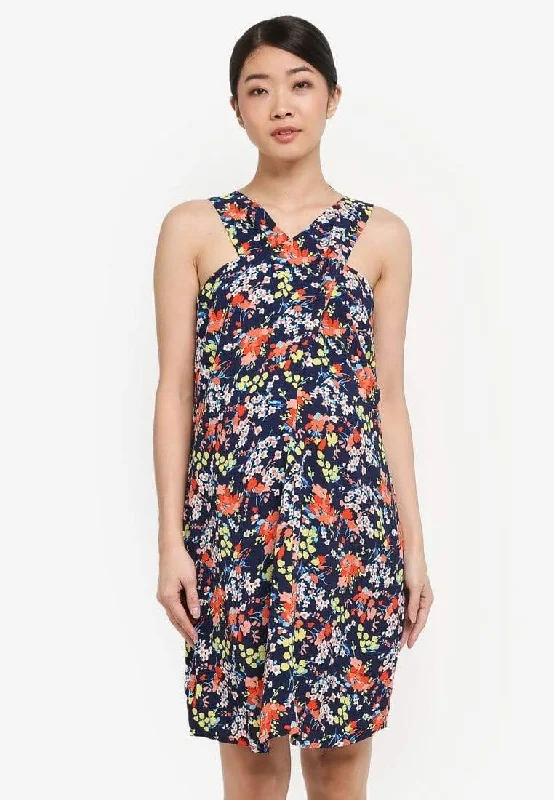 Woven Sleeveless Bobbie Overlapping Nursing Dress Navy Floral