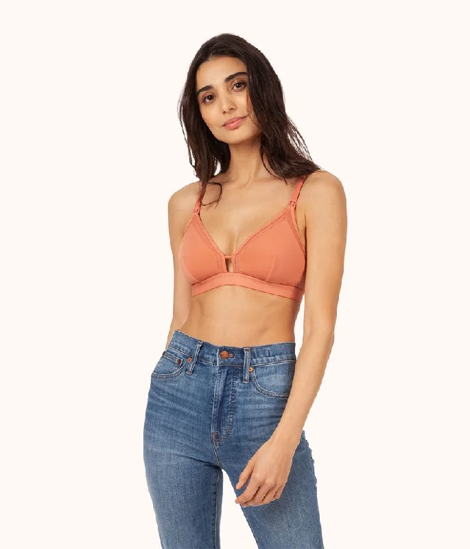 seamless women nursing bra for comfortThe Mesh Trim Maternity Bralette: Terracotta