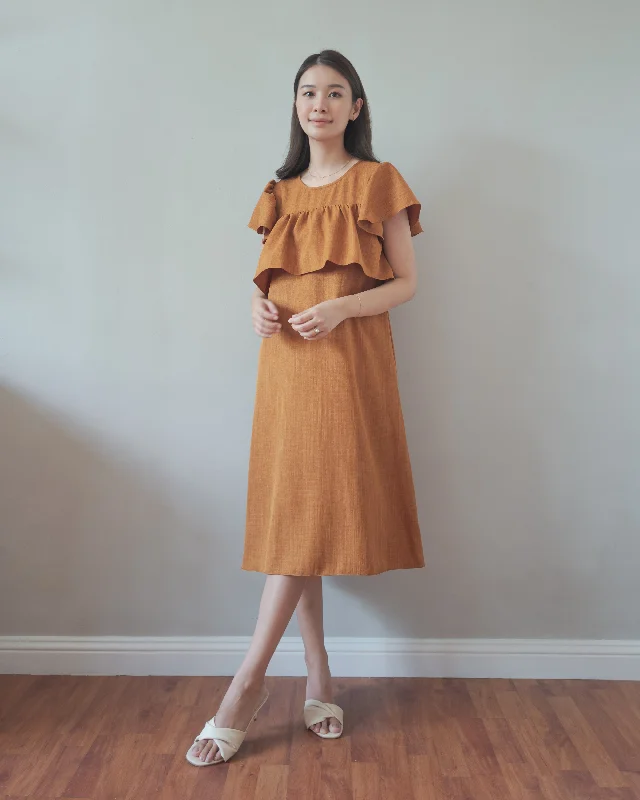 Date Dress in Rust Brown