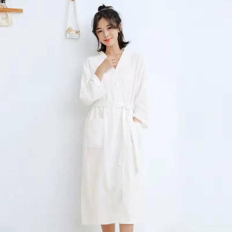 beaded women lingerie for a glamorous lookWomen White Kimono Bath Gown