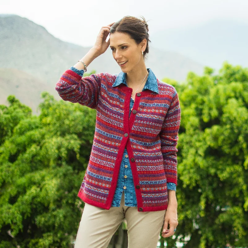cable knit women cardigan with intricate patternsAndean Appeal Striped 100% Alpaca Cardigan Crafted in Peru cable knit women cardigan with intricate patternsAndean Appeal Striped 100% Alpaca Cardigan Crafted in Peru