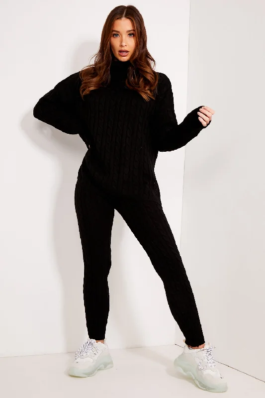 sequin embellished women cardigan for special occasionsBlack Cable Knit Co-Ord