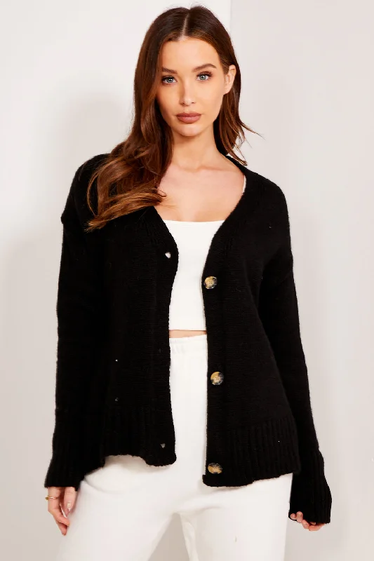 machine washable women cardigan for easy careMarisa Black Knit Ribbed Button Up Cardigan machine washable women cardigan for easy careMarisa Black Knit Ribbed Button Up Cardigan