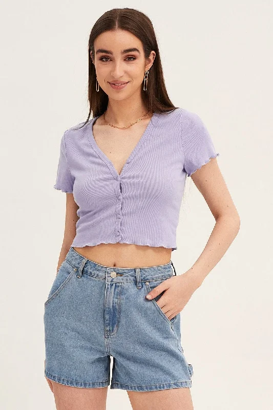 open front women cardigan for easy stylingBlue Short Sleeve Rib Cardigan