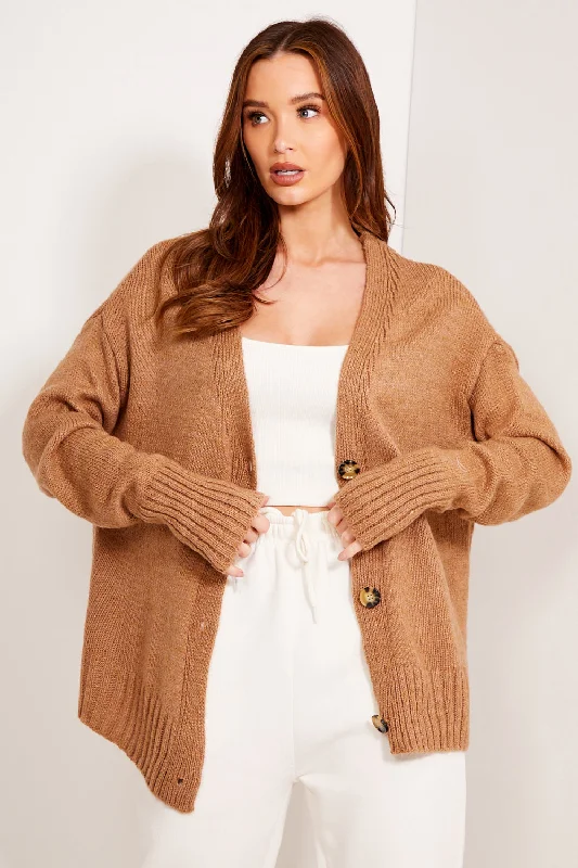 oversized women cardigan for a trendy and cozy lookCamel Knit Ribbed Button Up Cardigan oversized women cardigan for a trendy and cozy lookCamel Knit Ribbed Button Up Cardigan