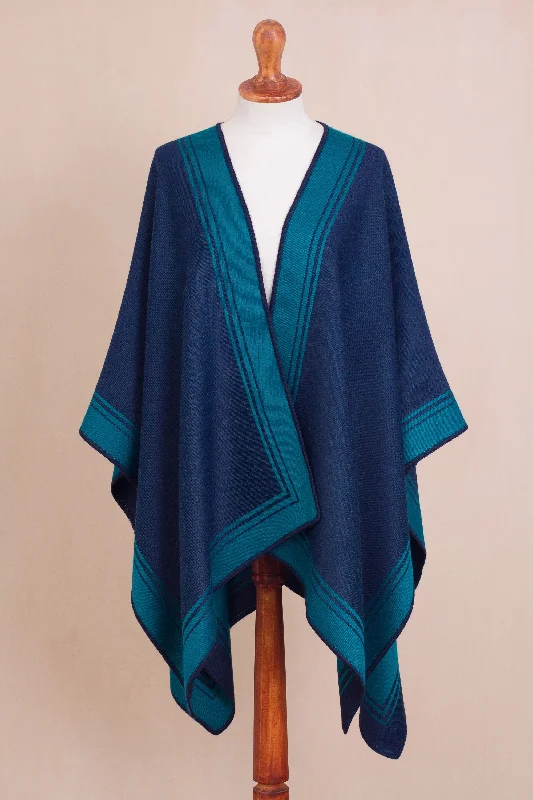 ribbed women cardigan with a classic textureDelightful Fantasy in Teal Reversible Alpaca Blend Ruana in Navy and Teal ribbed women cardigan with a classic textureDelightful Fantasy in Teal Reversible Alpaca Blend Ruana in Navy and Teal