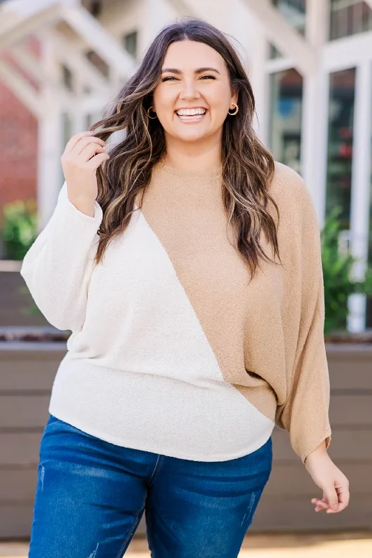 color block women cardigan with bold huesEmbrace The Unknown Top, Cream