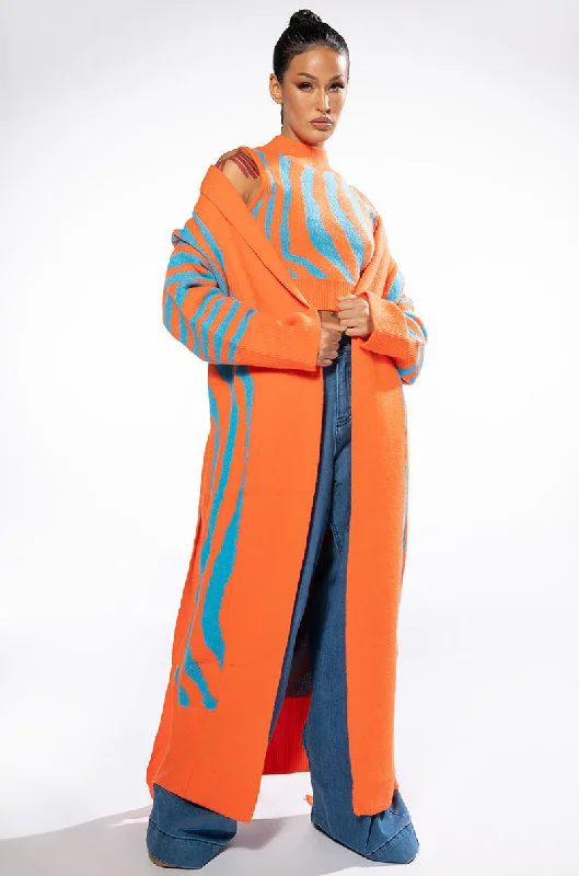 button down women cardigan with vintage buttonsEYE OF THE TIGER LONG TIE CARDIGAN