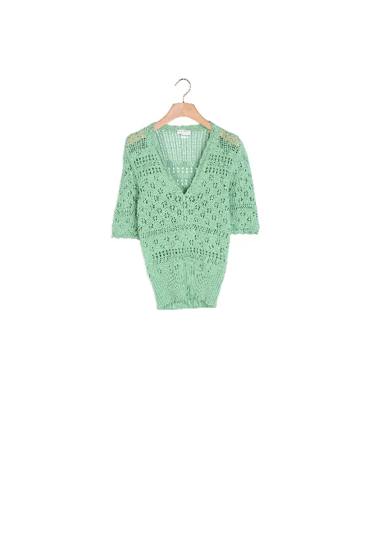 boyfriend style women cardigan for a relaxed fitPull manches courtes en maille fantaisie boyfriend style women cardigan for a relaxed fitPull manches courtes en maille fantaisie