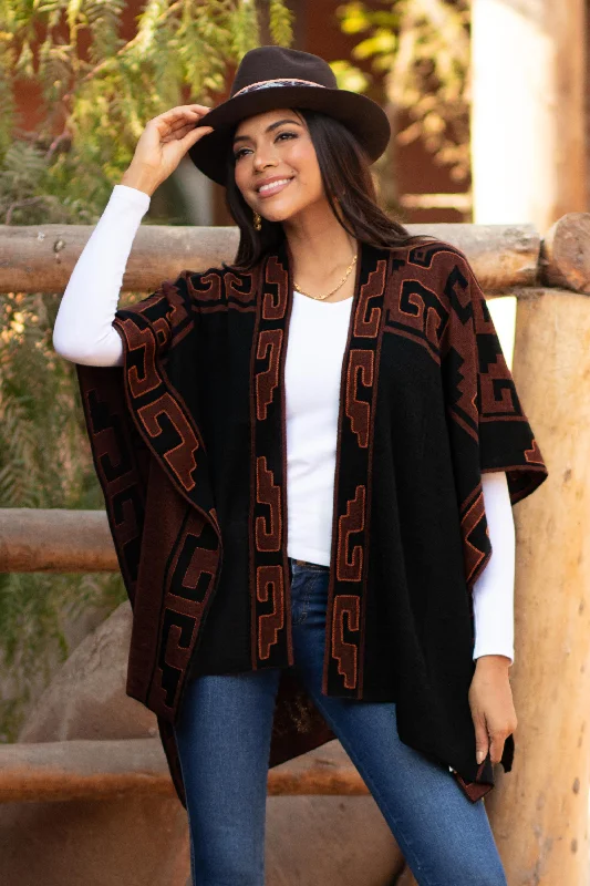 machine washable women cardigan for easy careInca Afternoon in Black Mahogany and Black Alpaca Blend Ruana from Peru machine washable women cardigan for easy careInca Afternoon in Black Mahogany and Black Alpaca Blend Ruana from Peru
