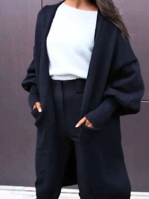 lightweight women cardigan for spring and fallOpen Front Dropped Shoulder Cardigan