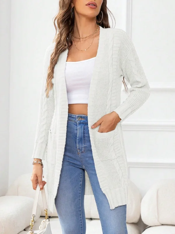 hooded women cardigan for added warmth and styleOpen Front Long Sleeve Cardigan