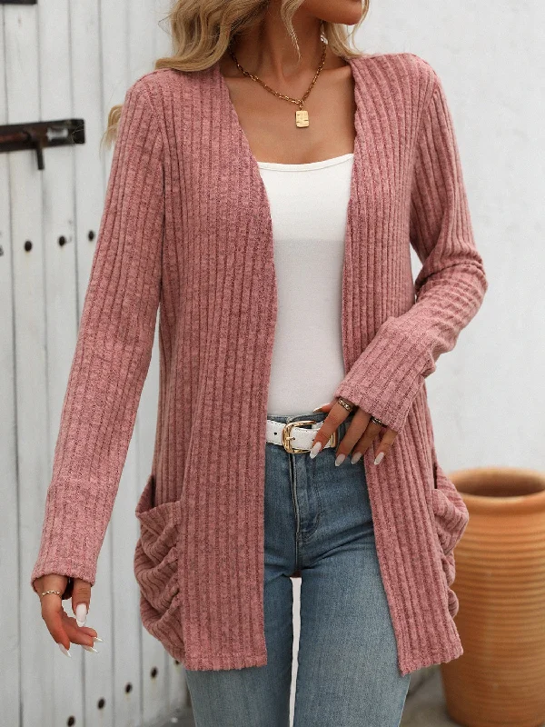 cable knit women cardigan with intricate patternsOpen Front Long Sleeve Ribbed Cardigan cable knit women cardigan with intricate patternsOpen Front Long Sleeve Ribbed Cardigan
