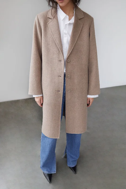 v neck women cardigan to elongate the necklineCLASSIC FIT WOOL BLEND COAT