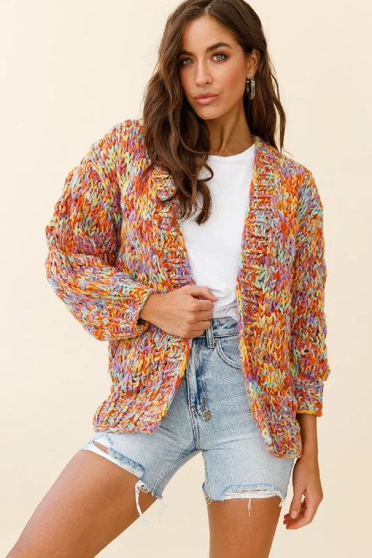 ribbed women cardigan with a classic textureSanta Ana Chunky Knit Cardigan Funfetti