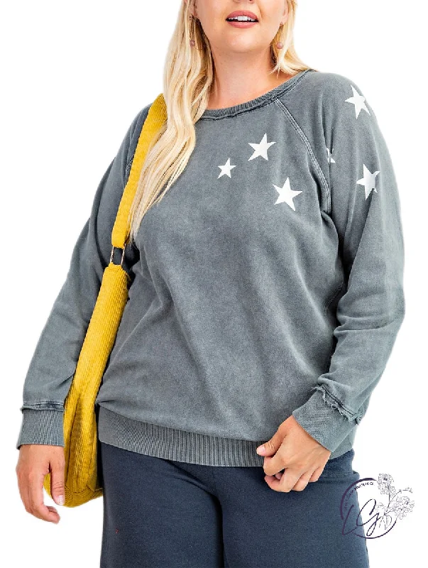 Button - Down Women's Shetland Wool Sweaters in Traditional PatternsCurvy All Stars Pullover