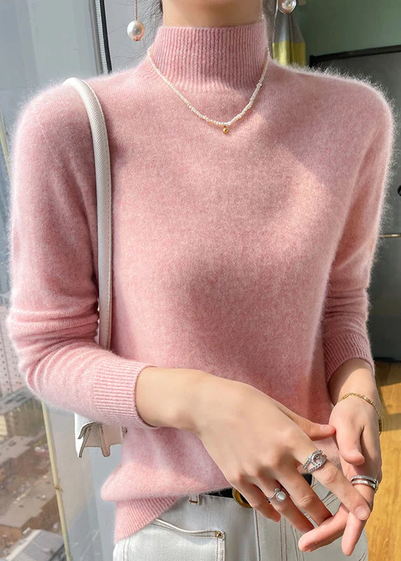 Women's Turtleneck Cashmere - Blend Sweater in Charcoal for a Sophisticated Winter EnsembleBoutique Pink Half Hign Neck Versatile Woolen Knitted Sweaters Fall Women's Turtleneck Cashmere - Blend Sweater in Charcoal for a Sophisticated Winter EnsembleBoutique Pink Half Hign Neck Versatile Woolen Knitted Sweaters Fall