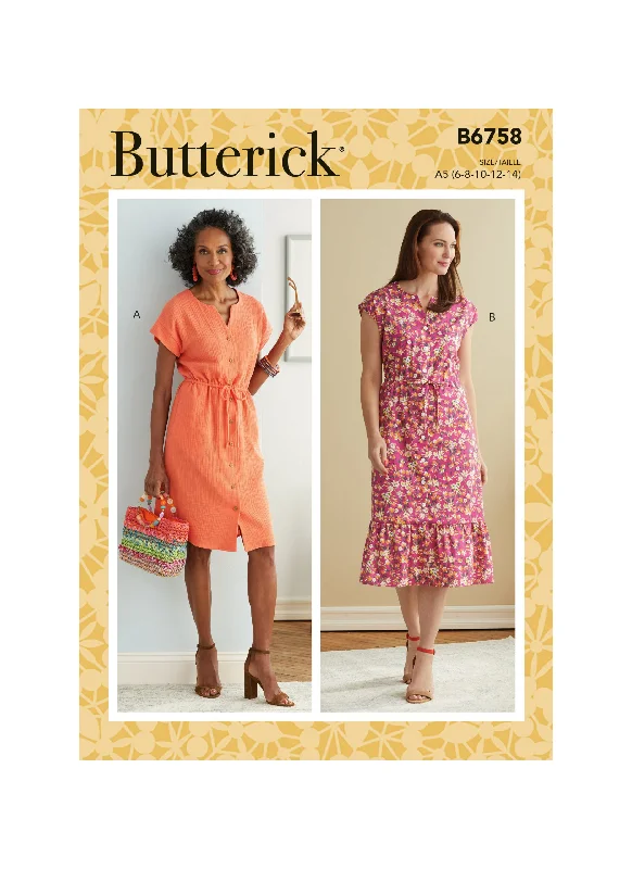 Long - Sleeve Women Dress in Velvet for a Luxurious Winter LookButterick Dress B6758 Long - Sleeve Women Dress in Velvet for a Luxurious Winter LookButterick Dress B6758