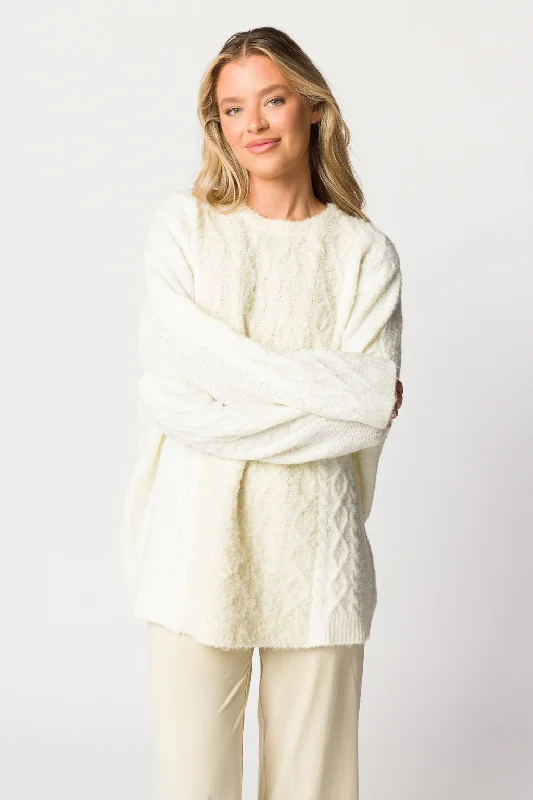 Plus Size Women's Embroidered Floral Patterned Sweater in White for a Spring - Inspired LookTara Contrast Stripe Cable Knit Sweater in Ivory Plus Size Women's Embroidered Floral Patterned Sweater in White for a Spring - Inspired LookTara Contrast Stripe Cable Knit Sweater in Ivory