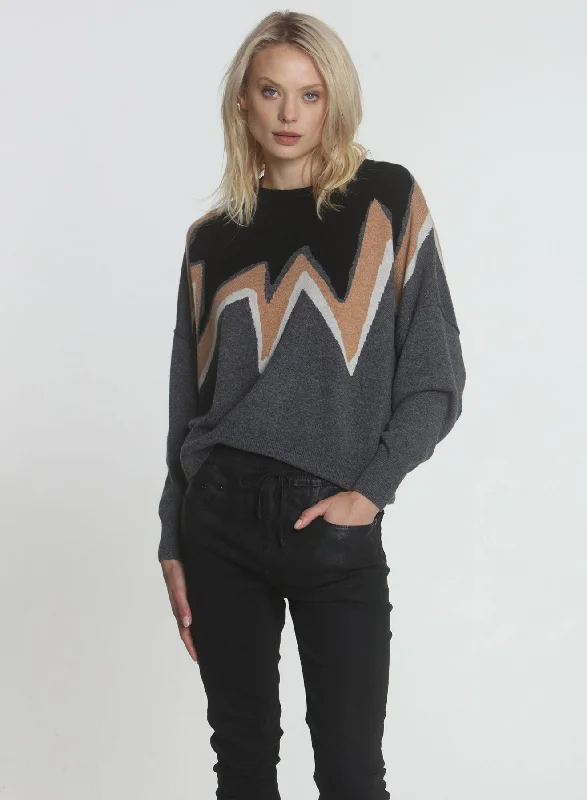 Plus Size Women's Mock - Neck Sweater in Teal with a Side Slit for a Modern TwistCosmic Blast Crew - Charcoal/black Plus Size Women's Mock - Neck Sweater in Teal with a Side Slit for a Modern TwistCosmic Blast Crew - Charcoal/black