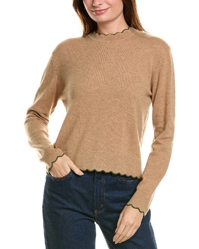 Oversized Chunky Knit Women's Cashmere Sweater in Ivory for a Cozy Winter LookForte Cashmere Scallop Edge Boxy Cashmere Sweater Oversized Chunky Knit Women's Cashmere Sweater in Ivory for a Cozy Winter LookForte Cashmere Scallop Edge Boxy Cashmere Sweater