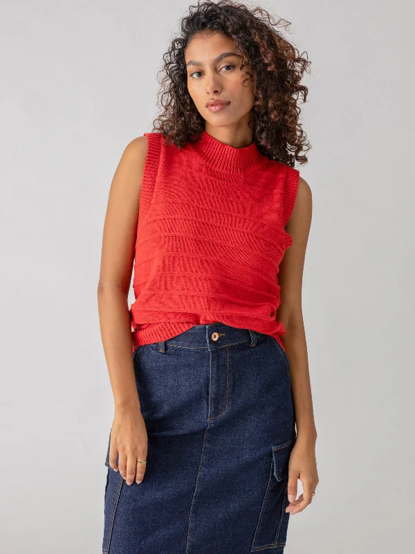Plus Size Women's Striped Cotton - Blend Sweater in Navy and White for a Nautical ThemeLife Is Easy Sweater Shell Tank Cherry Red Plus Size Women's Striped Cotton - Blend Sweater in Navy and White for a Nautical ThemeLife Is Easy Sweater Shell Tank Cherry Red