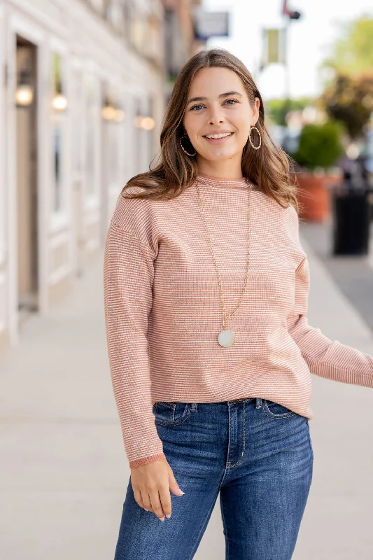 Women's Fuzzy Mohair - Blend Sweater in Light Pink for a Soft and Cozy FeelMarled Stripes Mock Neck Sweater Women's Fuzzy Mohair - Blend Sweater in Light Pink for a Soft and Cozy FeelMarled Stripes Mock Neck Sweater
