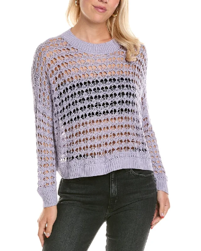 Women's Longline Boyfriend - Style Sweater in Gray for a Relaxed and Casual OutfitPLANET Mini Crochet Sweater Women's Longline Boyfriend - Style Sweater in Gray for a Relaxed and Casual OutfitPLANET Mini Crochet Sweater