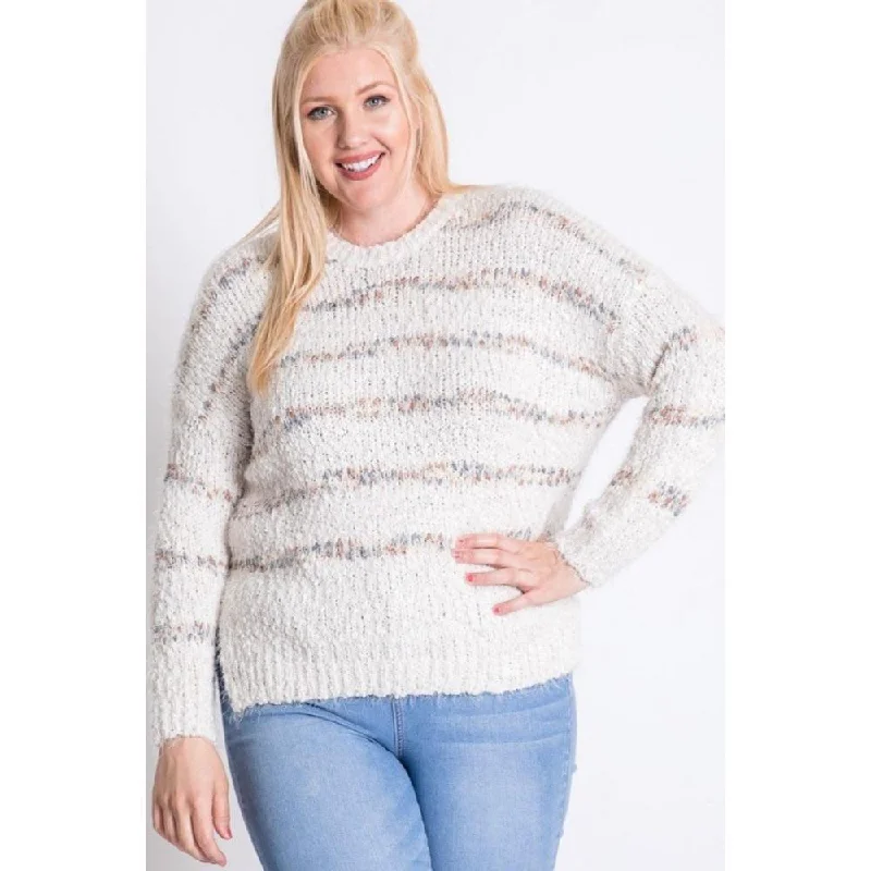 Women's Ribbed Bodycon Sweater in Red for a Sexy and Figure - Hugging LookPlus Sweater With Stripe Detail Women's Ribbed Bodycon Sweater in Red for a Sexy and Figure - Hugging LookPlus Sweater With Stripe Detail