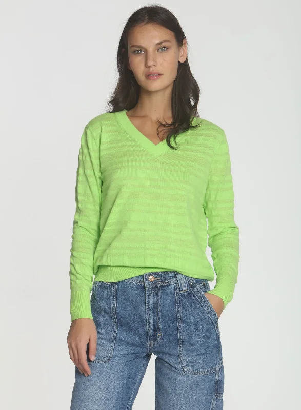 Plus Size Women's Zip - Up Fleece - Lined Sweater in Black for Extra Warmth in Cold WeatherShadow Stripe Vee - Lime Plus Size Women's Zip - Up Fleece - Lined Sweater in Black for Extra Warmth in Cold WeatherShadow Stripe Vee - Lime