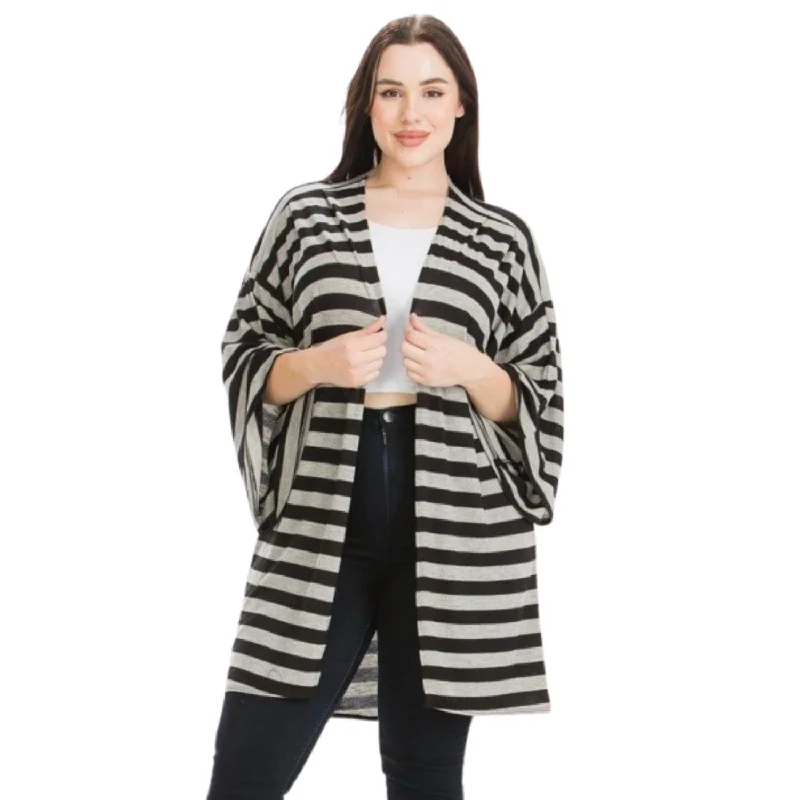 cashmere blend women cardigan for a luxurious feelStriped, Cardigan With Kimono Style Sleeves cashmere blend women cardigan for a luxurious feelStriped, Cardigan With Kimono Style Sleeves