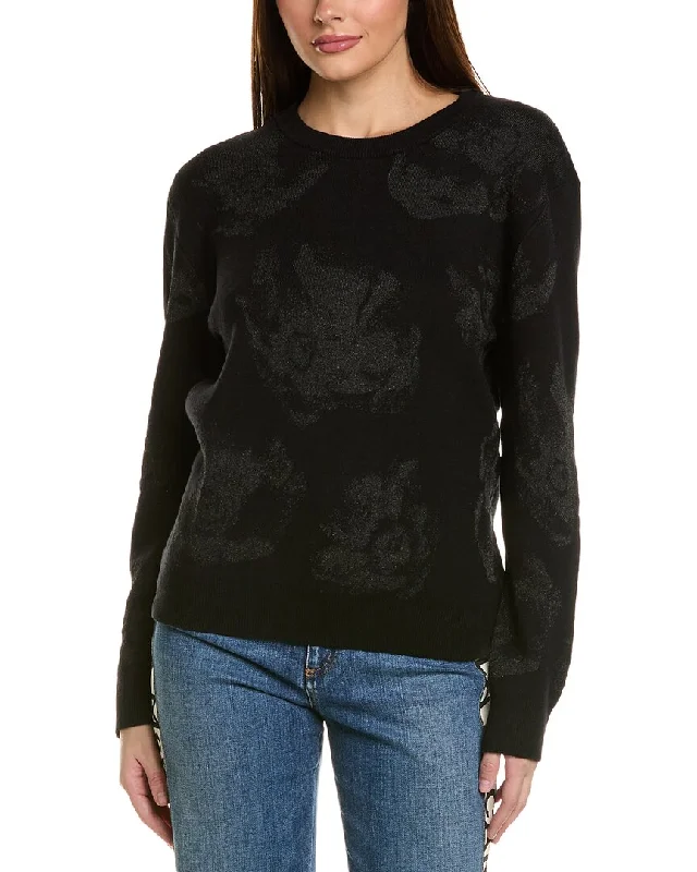 Women's Longline Boyfriend - Style Sweater in Gray for a Relaxed and Casual OutfitThe Kooples Jacquard Sweater Women's Longline Boyfriend - Style Sweater in Gray for a Relaxed and Casual OutfitThe Kooples Jacquard Sweater