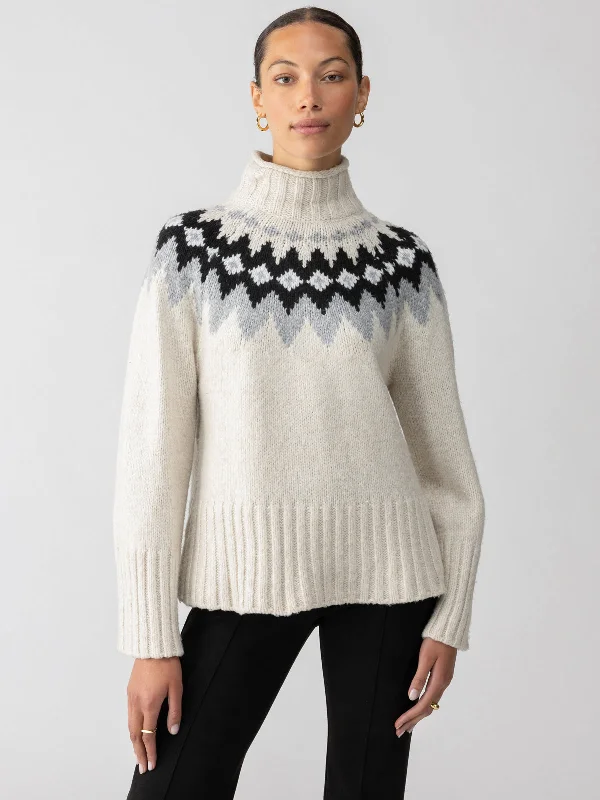 Women's Longline Boyfriend - Style Sweater in Gray for a Relaxed and Casual OutfitTis The Season Fairisle Sweater Toasted Almond Multi Women's Longline Boyfriend - Style Sweater in Gray for a Relaxed and Casual OutfitTis The Season Fairisle Sweater Toasted Almond Multi