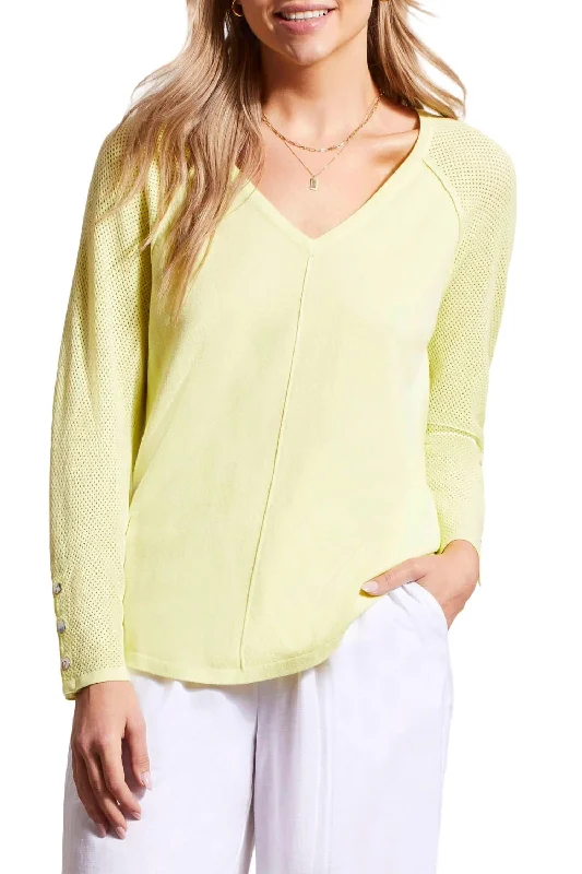 Plus Size Women's Mock - Neck Sweater in Teal with a Side Slit for a Modern TwistV-Neck Mesh Sleeve Sweater In Wild Lime Plus Size Women's Mock - Neck Sweater in Teal with a Side Slit for a Modern TwistV-Neck Mesh Sleeve Sweater In Wild Lime
