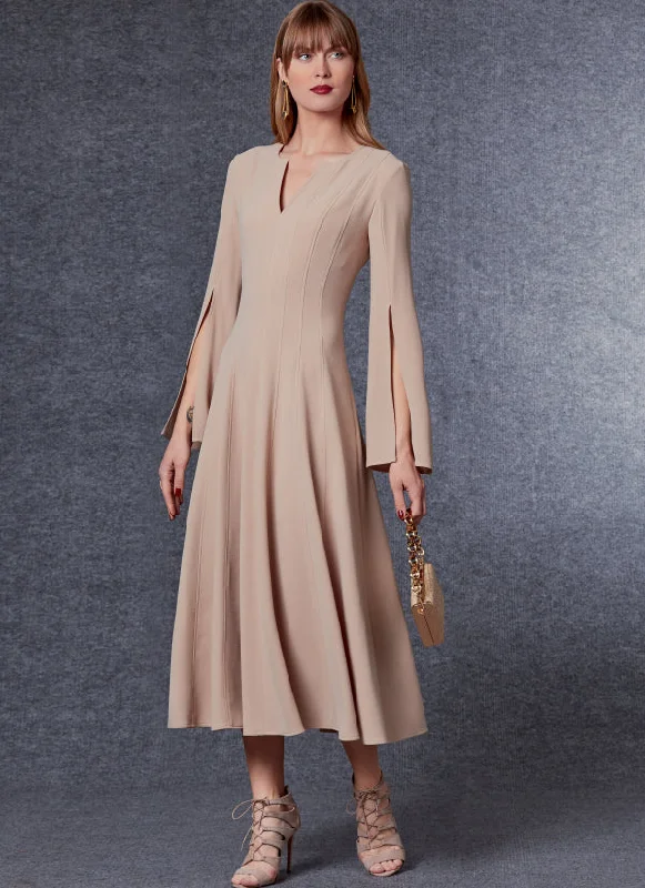 Long - Sleeve Women Dress in Velvet for a Luxurious Winter LookVogue Dress V1724