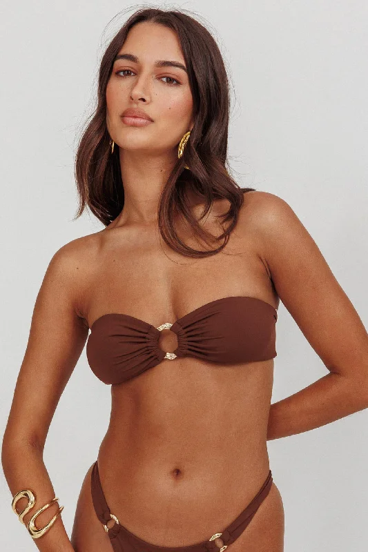Mermaid - Style Women Dress with a Fitted Silhouette for Special OccasionsAgape Bandeau O-Ring Bikini Top Choc Mermaid - Style Women Dress with a Fitted Silhouette for Special OccasionsAgape Bandeau O-Ring Bikini Top Choc