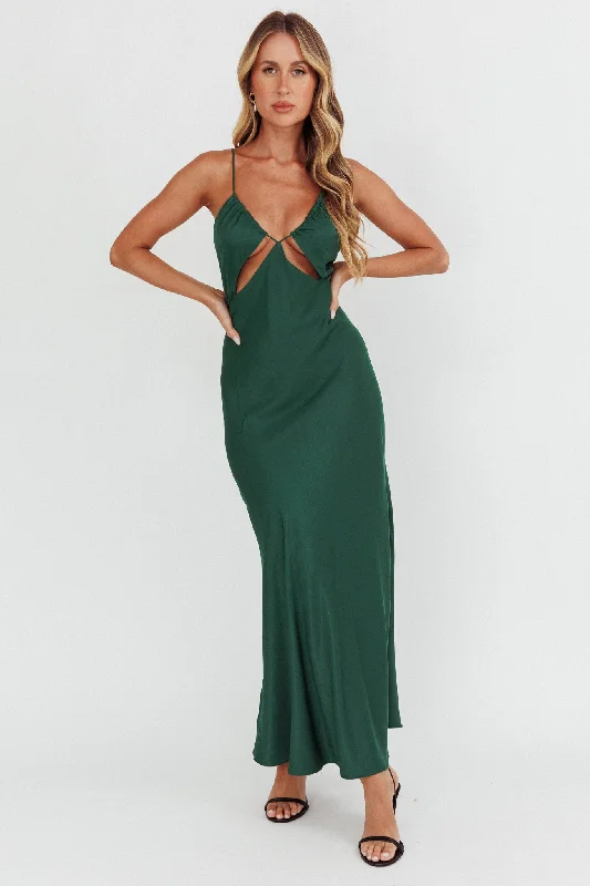 Ruffled Women Dress with Multiple Layers for a Playful and Girly StyleCasa Nova Cut-Out String Dress Emerald