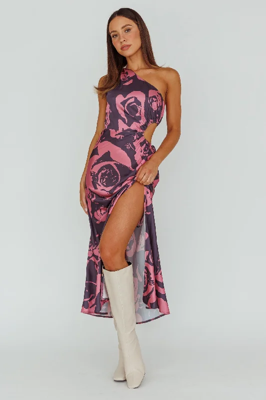 Halter Neck Women Dress to Show Off the Shoulders and NecklineCharisma One-Shoulder Cut-Out Maxi Dress Floral Purple Halter Neck Women Dress to Show Off the Shoulders and NecklineCharisma One-Shoulder Cut-Out Maxi Dress Floral Purple