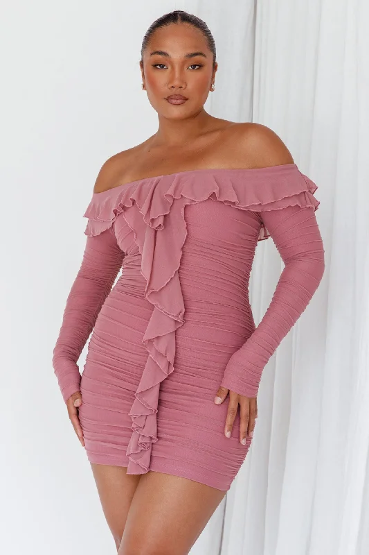 Sleeveless Women Dress in Bright Colors for Summer PartiesConfession Off-Shoulder Long Sleeve Mini Dress Mauve Sleeveless Women Dress in Bright Colors for Summer PartiesConfession Off-Shoulder Long Sleeve Mini Dress Mauve