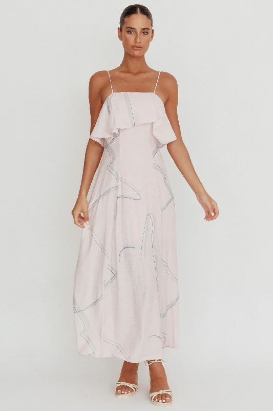 Pleated Women Dress with a Timeless and Elegant TextureCressida Line Ruffle Maxi Dress Pink Pleated Women Dress with a Timeless and Elegant TextureCressida Line Ruffle Maxi Dress Pink