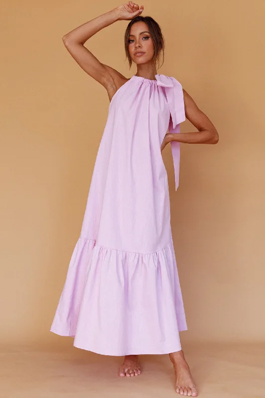Mini Women Dress with a Short Hem for a Young and Trendy StyleCruise Shoulder Tie Maxi Dress Lilac Mini Women Dress with a Short Hem for a Young and Trendy StyleCruise Shoulder Tie Maxi Dress Lilac