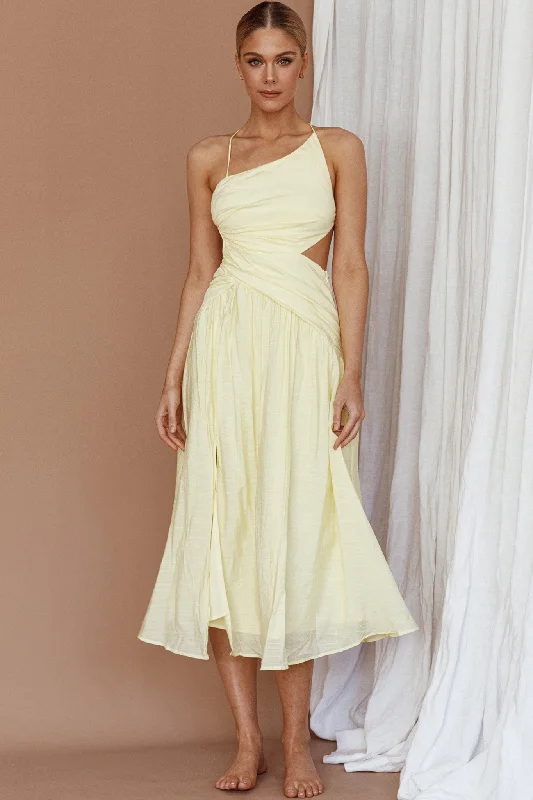 Ball Gown Women Dress with a Full Skirt for a Princess - like LookDestination Open Back Midi Dress Lemon Ball Gown Women Dress with a Full Skirt for a Princess - like LookDestination Open Back Midi Dress Lemon