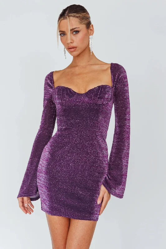 Maxi Women Dress with Floral Print for a Bohemian VibeDreaming Of Rome Laced Back Mini Dress Sparkle Grape