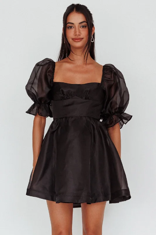 Lace - Embellished Women Dress for an Elegant and Sophisticated AppearanceI've Got Sunshine Puff Sleeve Mini Dress Black Lace - Embellished Women Dress for an Elegant and Sophisticated AppearanceI've Got Sunshine Puff Sleeve Mini Dress Black