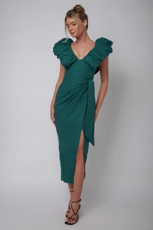 Little Black Women Dress with Sequins for a Glamorous Night OutKahlo Ruffle Neckline Wrap Midi Dress Green Little Black Women Dress with Sequins for a Glamorous Night OutKahlo Ruffle Neckline Wrap Midi Dress Green