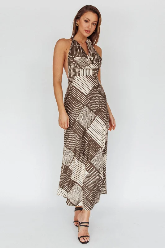 Kailie Halterneck Midi Dress Crosshatch Olive