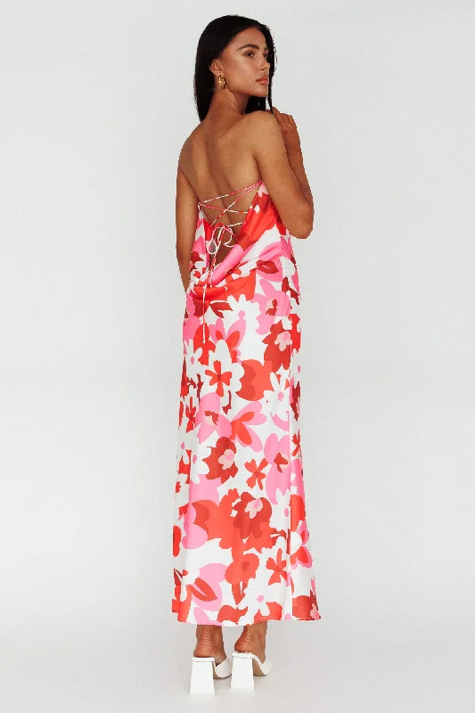 Backless Women Dress for a Sexy and Alluring Look at Evening EventsLatisha Strappy Cowl Back Midi Dress Floral Red Backless Women Dress for a Sexy and Alluring Look at Evening EventsLatisha Strappy Cowl Back Midi Dress Floral Red